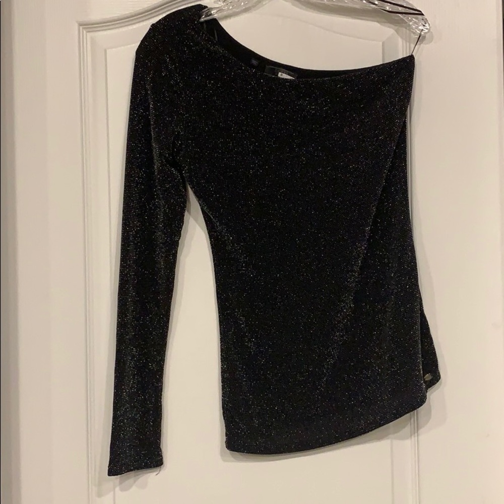 Guess black sequin one shoulder top